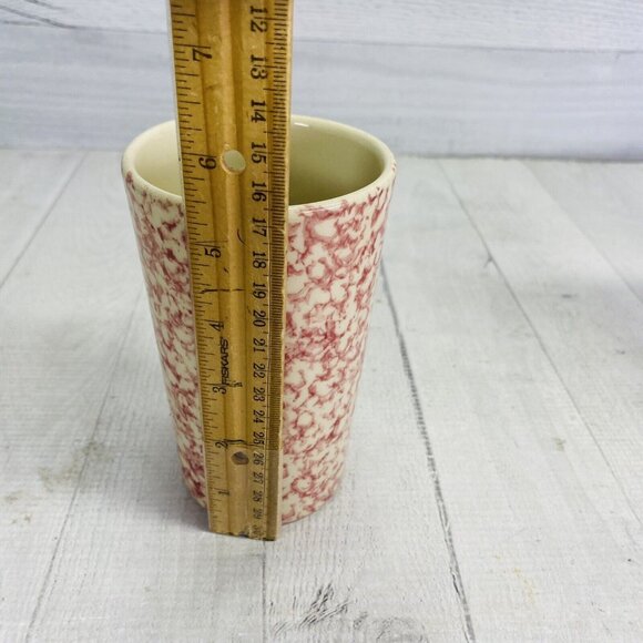 Roseville The Workshop of Gerald Henn ROSE SPONGE Red Spongeware 12 oz Tumbler - Picture 11 of 14